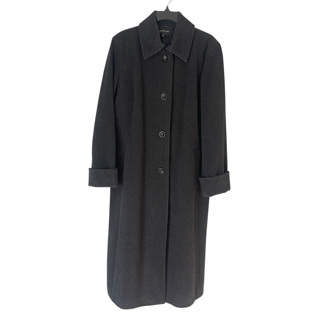 Vintage Jones New York Long Wool Trench Coat, Petite 14